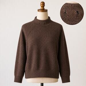 Varley Brown Textured Pullover Mock Neck Sweater Medium
